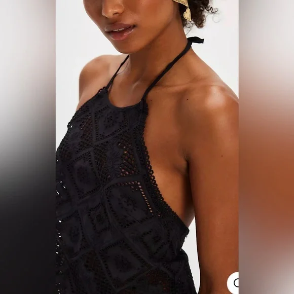 Free People Hankie Halter Top. NWT. Black - Picture 2 of 5